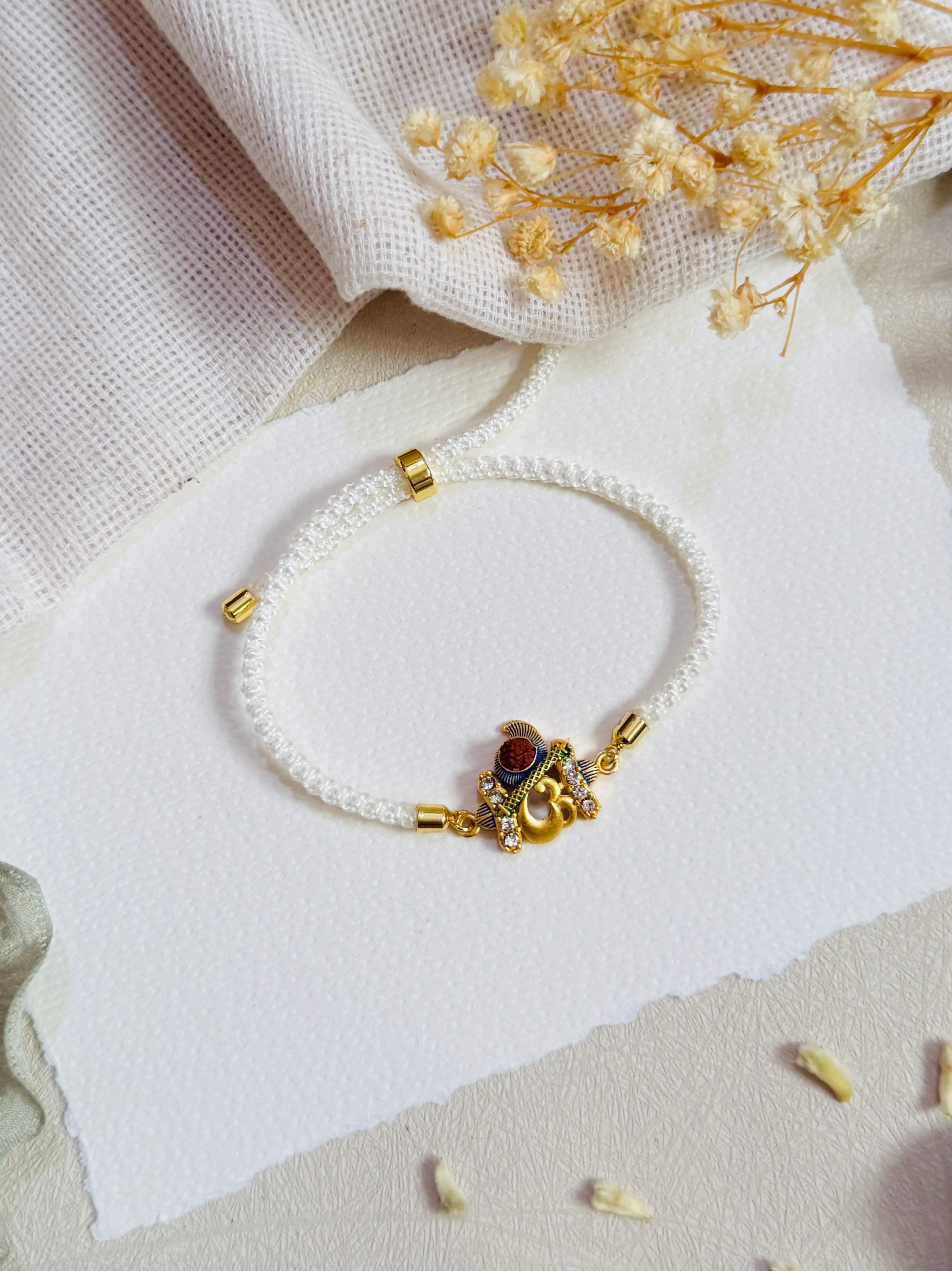 Antique Om diamond Anti-Tarnish Bhai Rakhi
