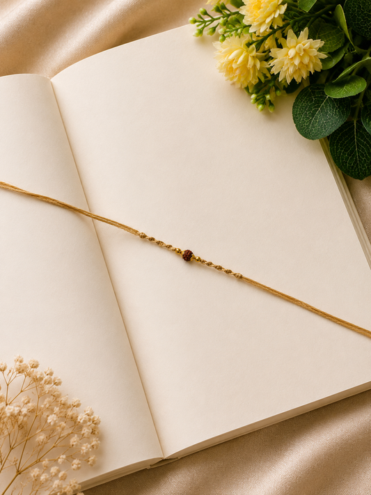 Single Rudraksha Anti-Tarnish Bhai Rakhi