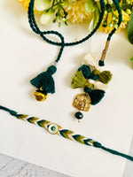Designer Braid Evil Eye And Lumba Bhai Bhabhi Rakhi Set