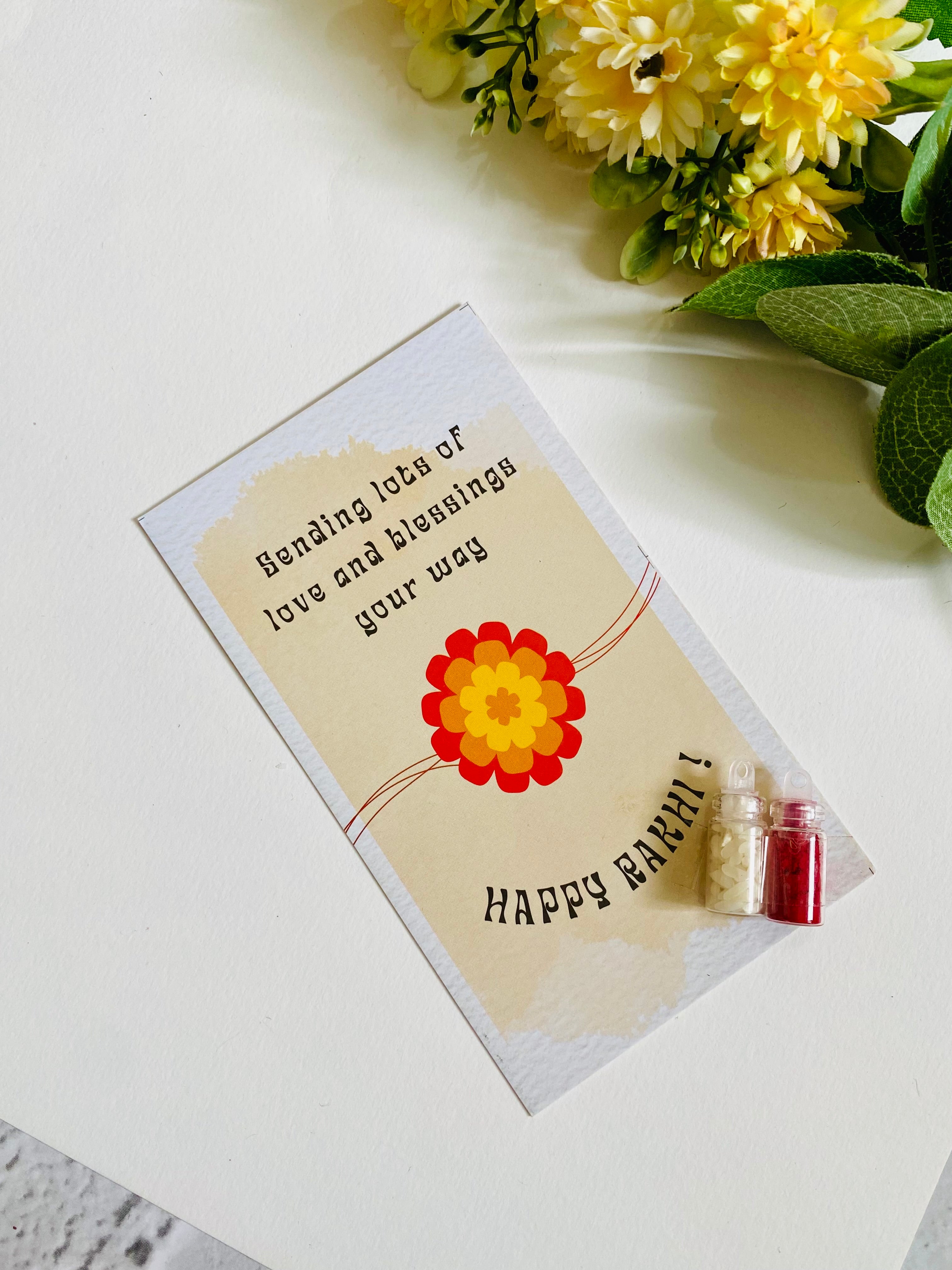 Mari Gold Rakhi card and Roli Chawal