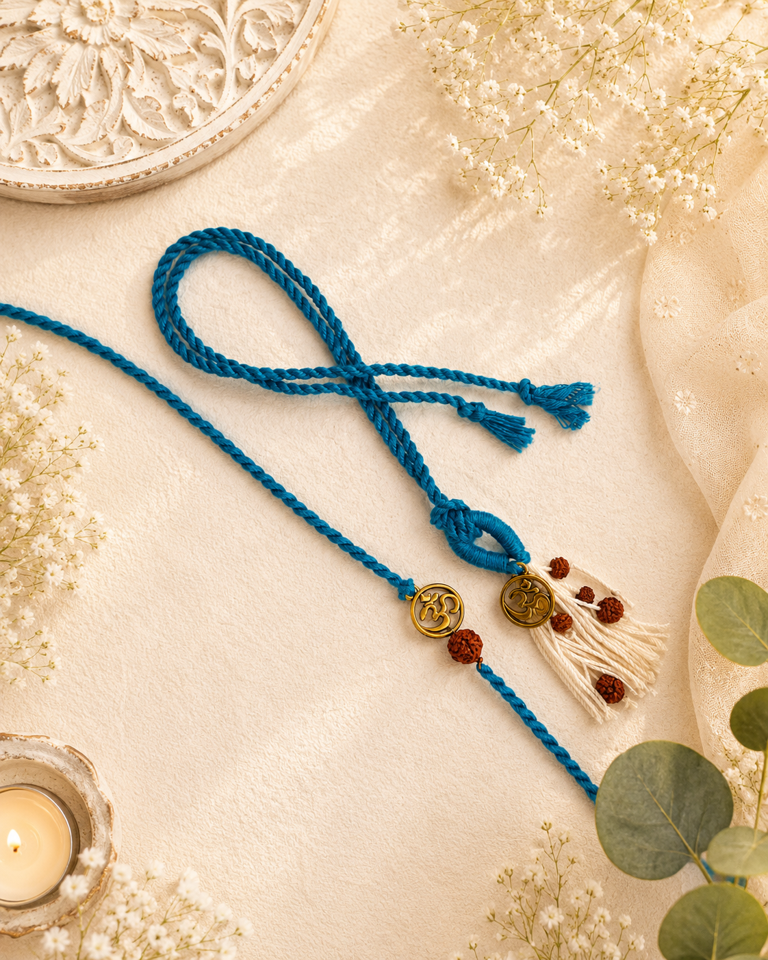 Om Rudraksh Bhai Bhabhi Rakhi Set