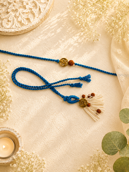 Om Rudraksh Bhai Bhabhi Rakhi Set