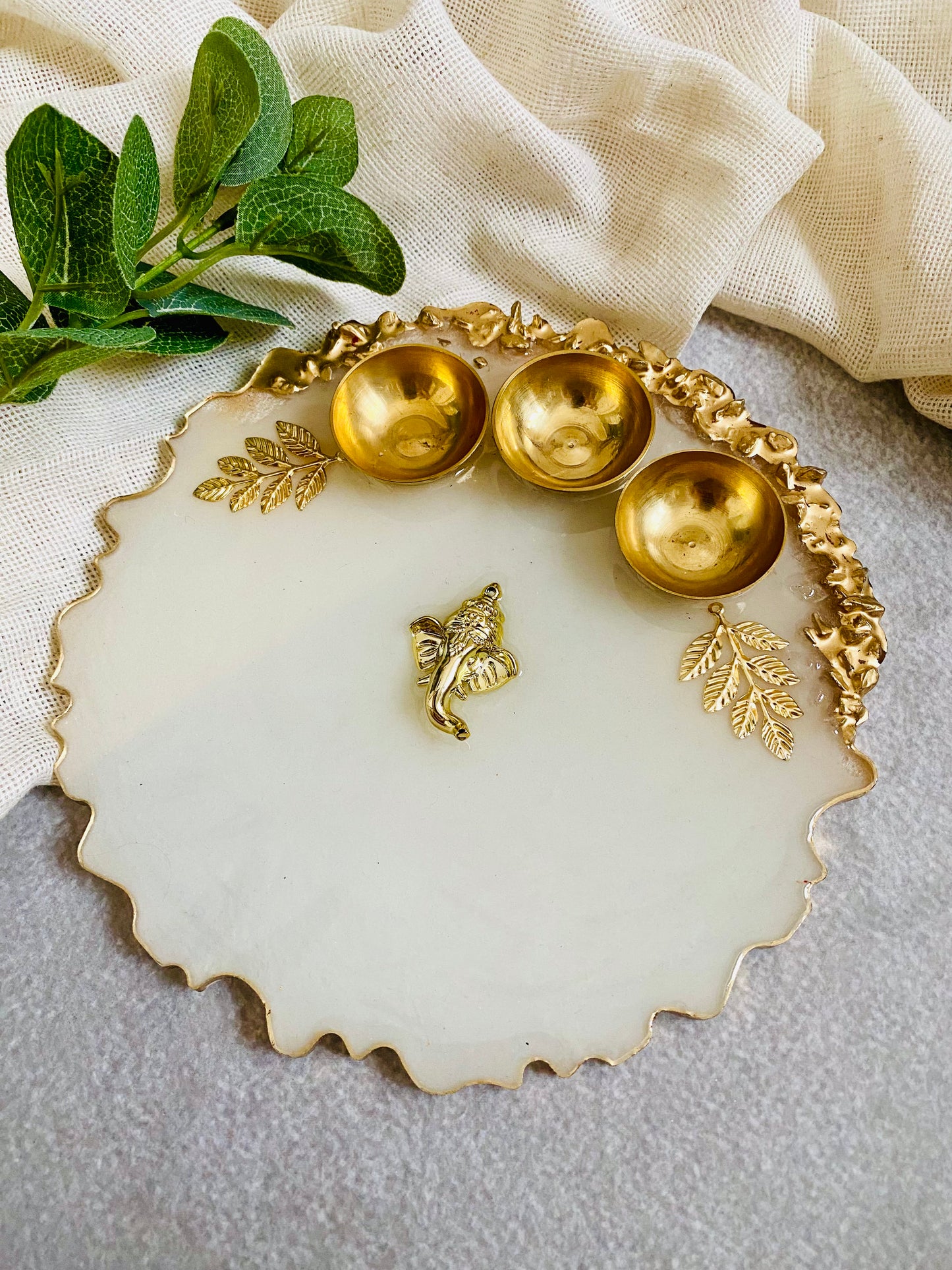 White Resin Pooja Thali