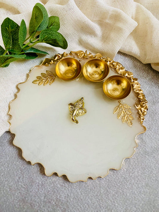 White Resin Pooja Thali