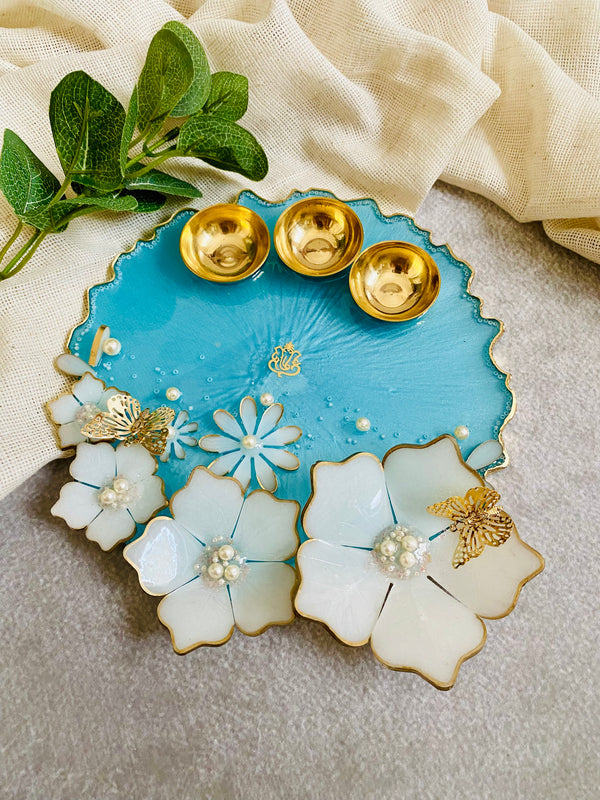 Blue Designer Resin Pooja Thali