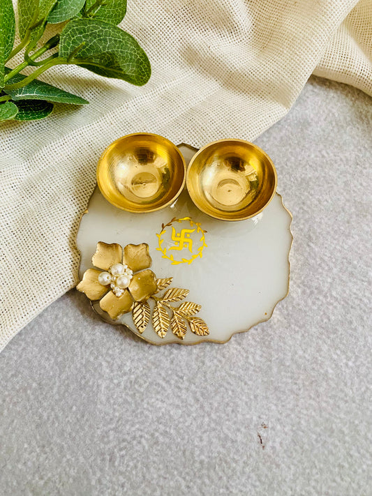 Small White Resin Pooja Thali