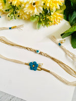 Evil Eye Crochet Flower Designer Bhai Bhabhi Rakhi Set