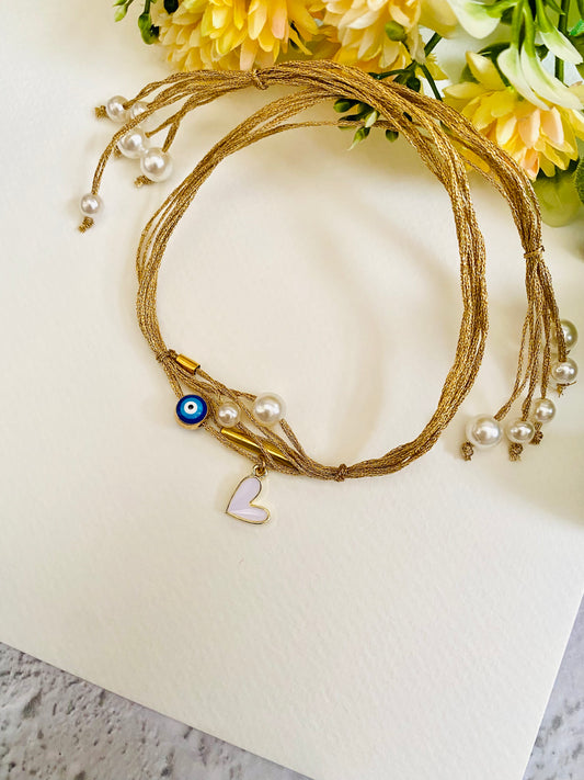 Bead Evil Eye And Charm Jari Bhabhi Rakhi