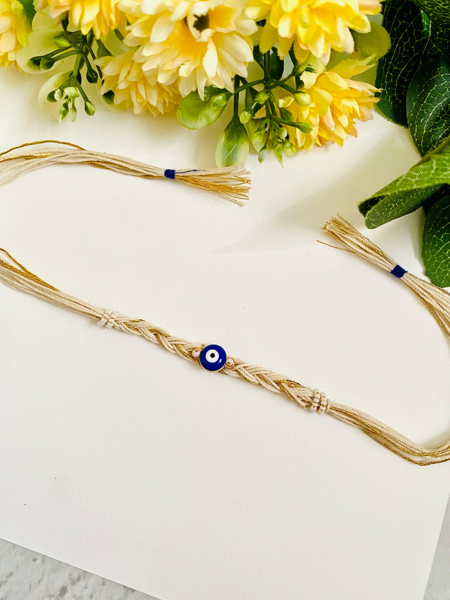 Bead Evil Eye Braided Band Bhai Rakhi