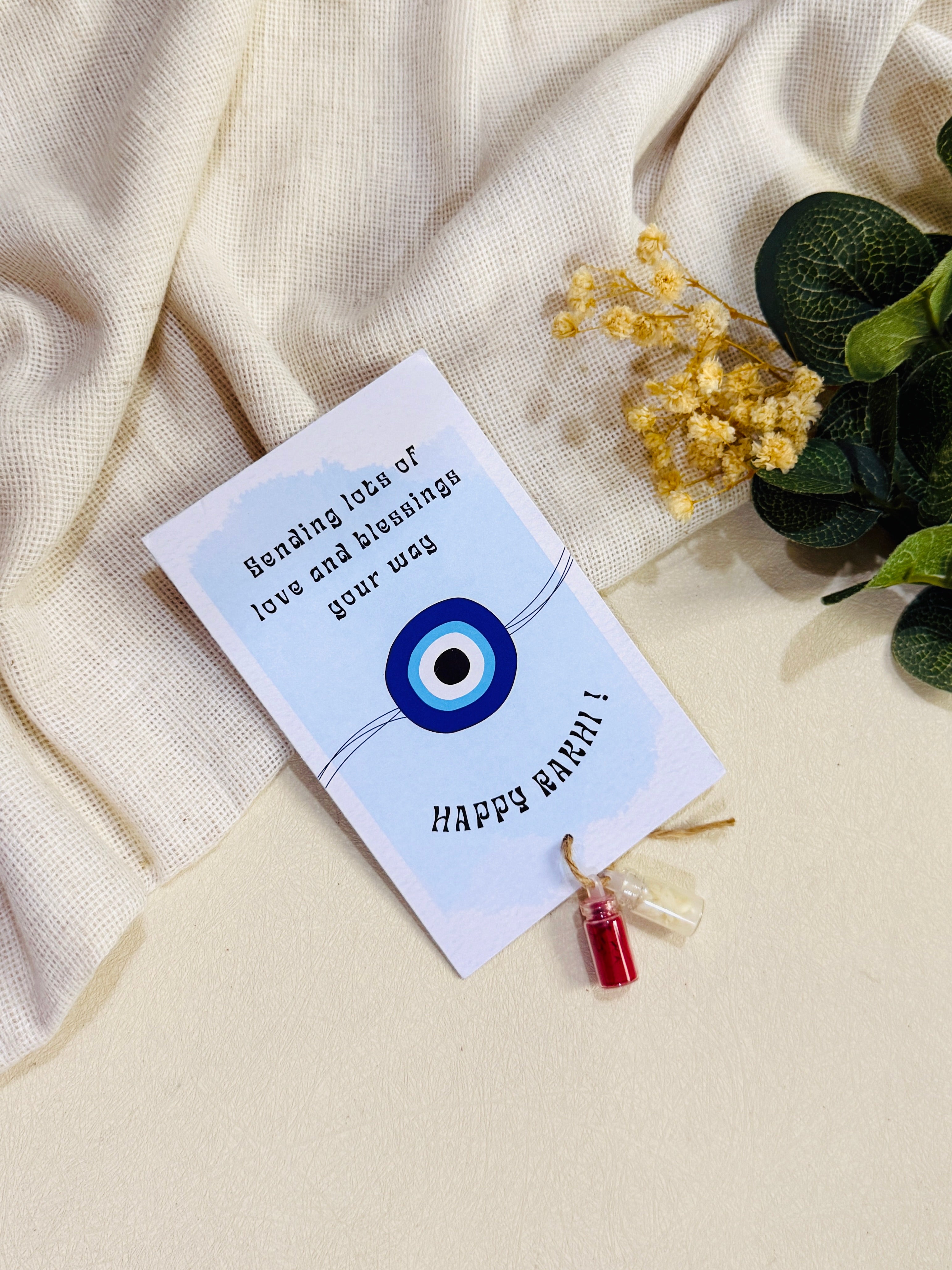 Evil Eye Rakhi card and Roli Chawal