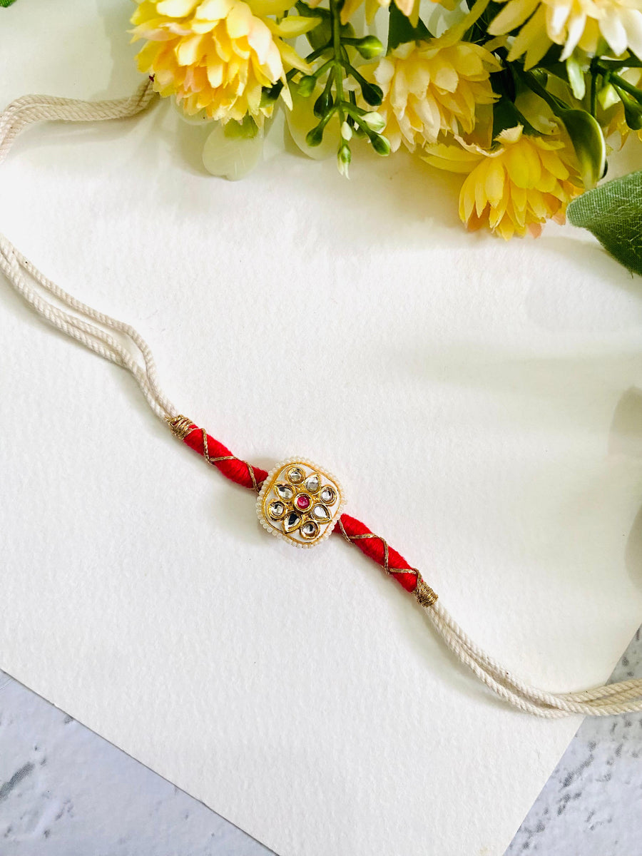 White Square Meena Kundan Bhabhi Rakhi