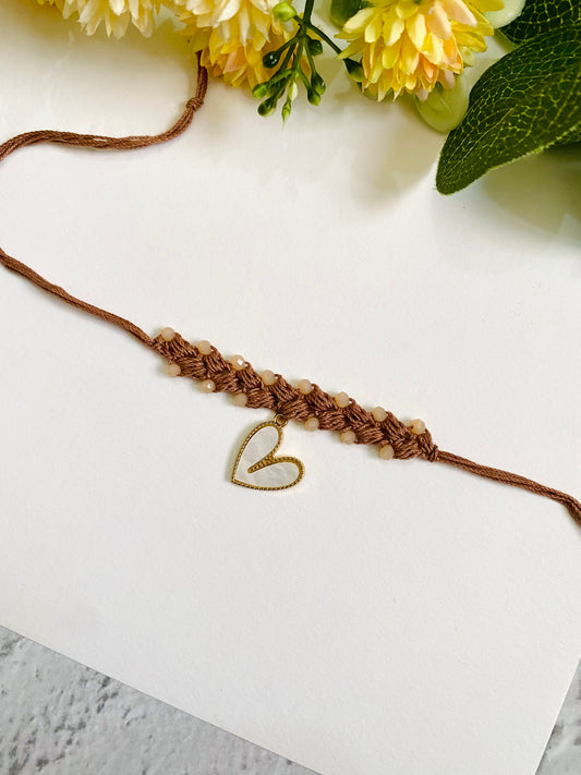 Heart Charm Crochet Band  Bhabhi Rakhi