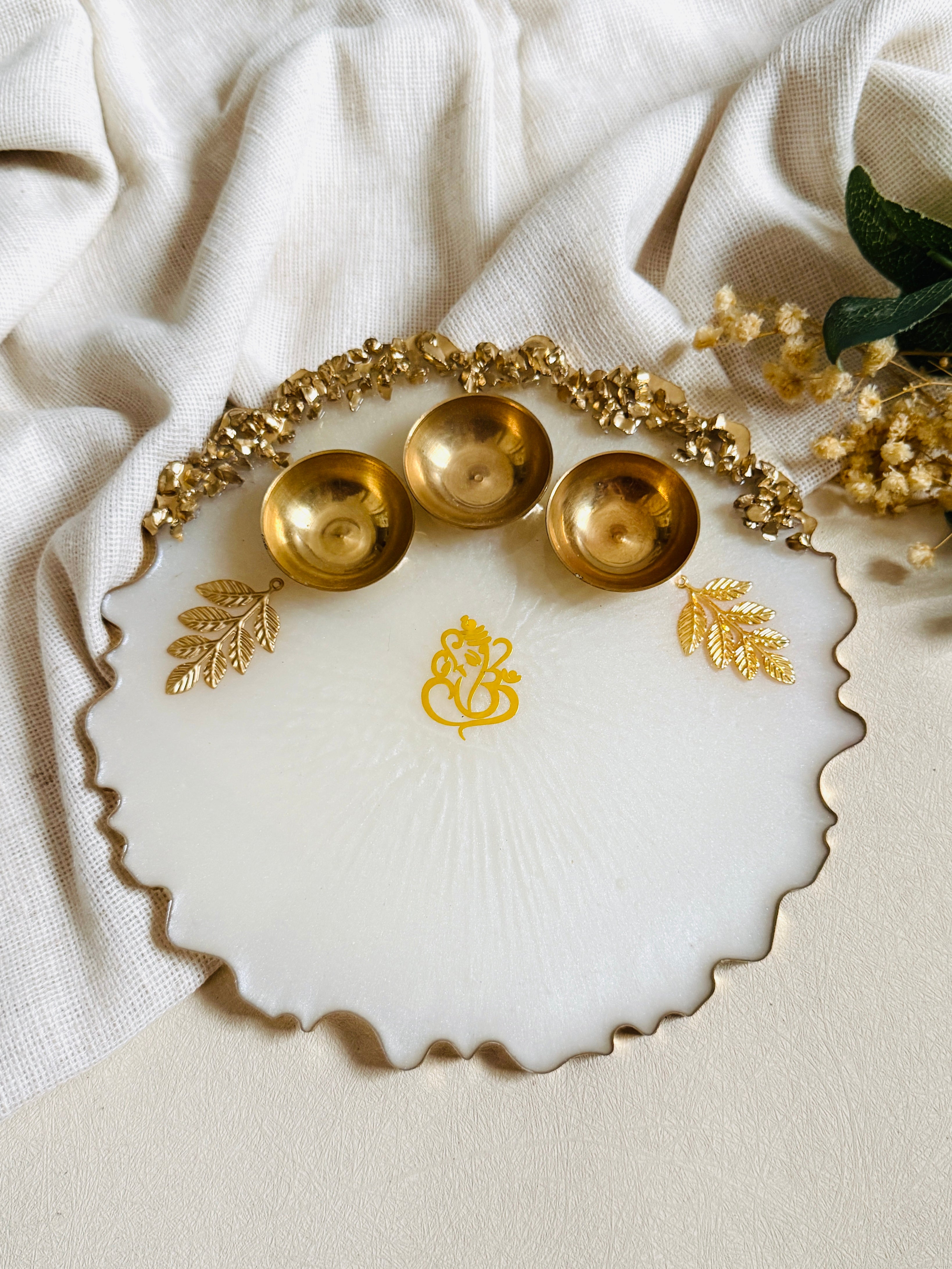 White Resin Pooja Thali
