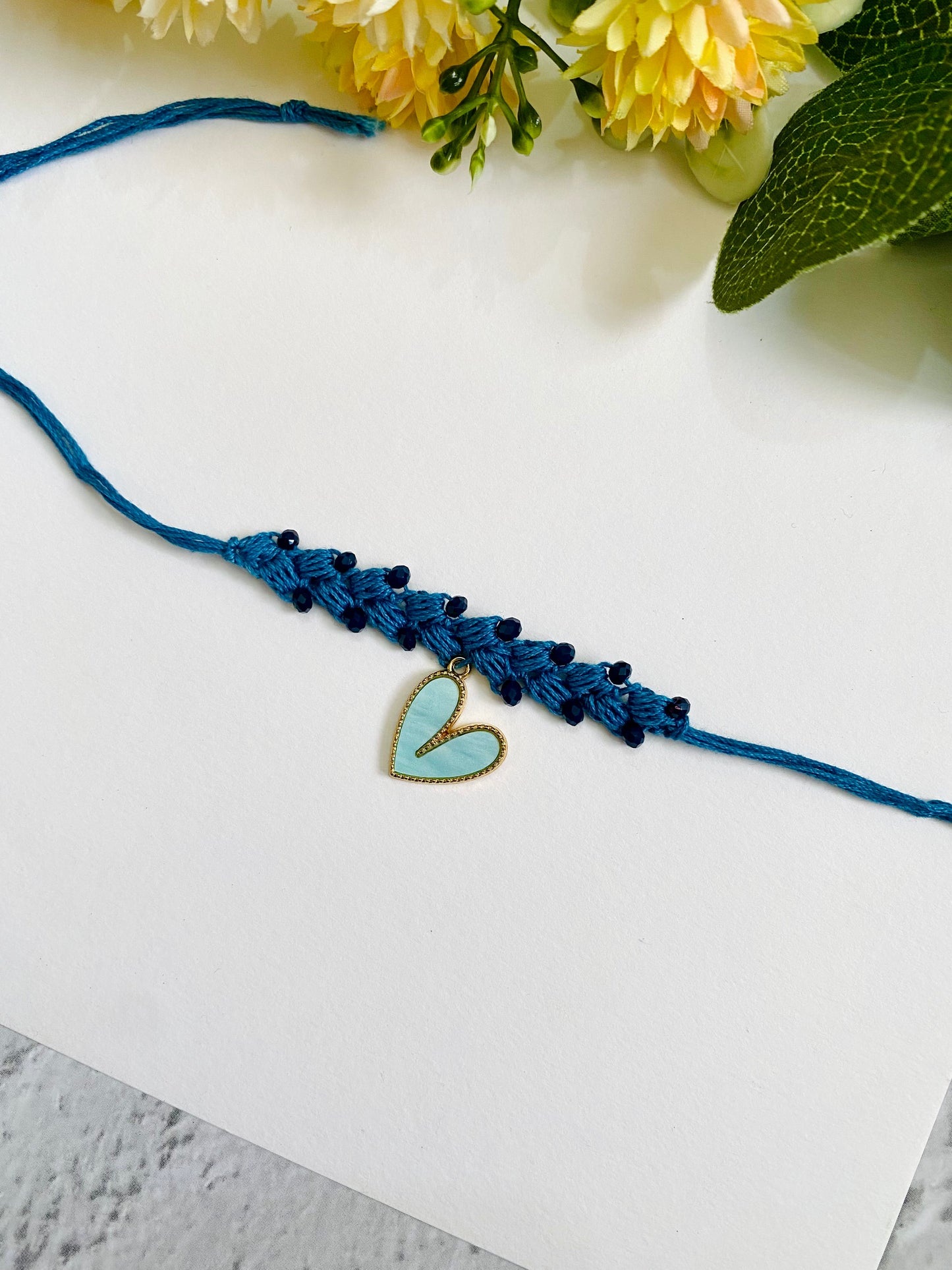 Heart Charm Crochet Band  Bhabhi Rakhi