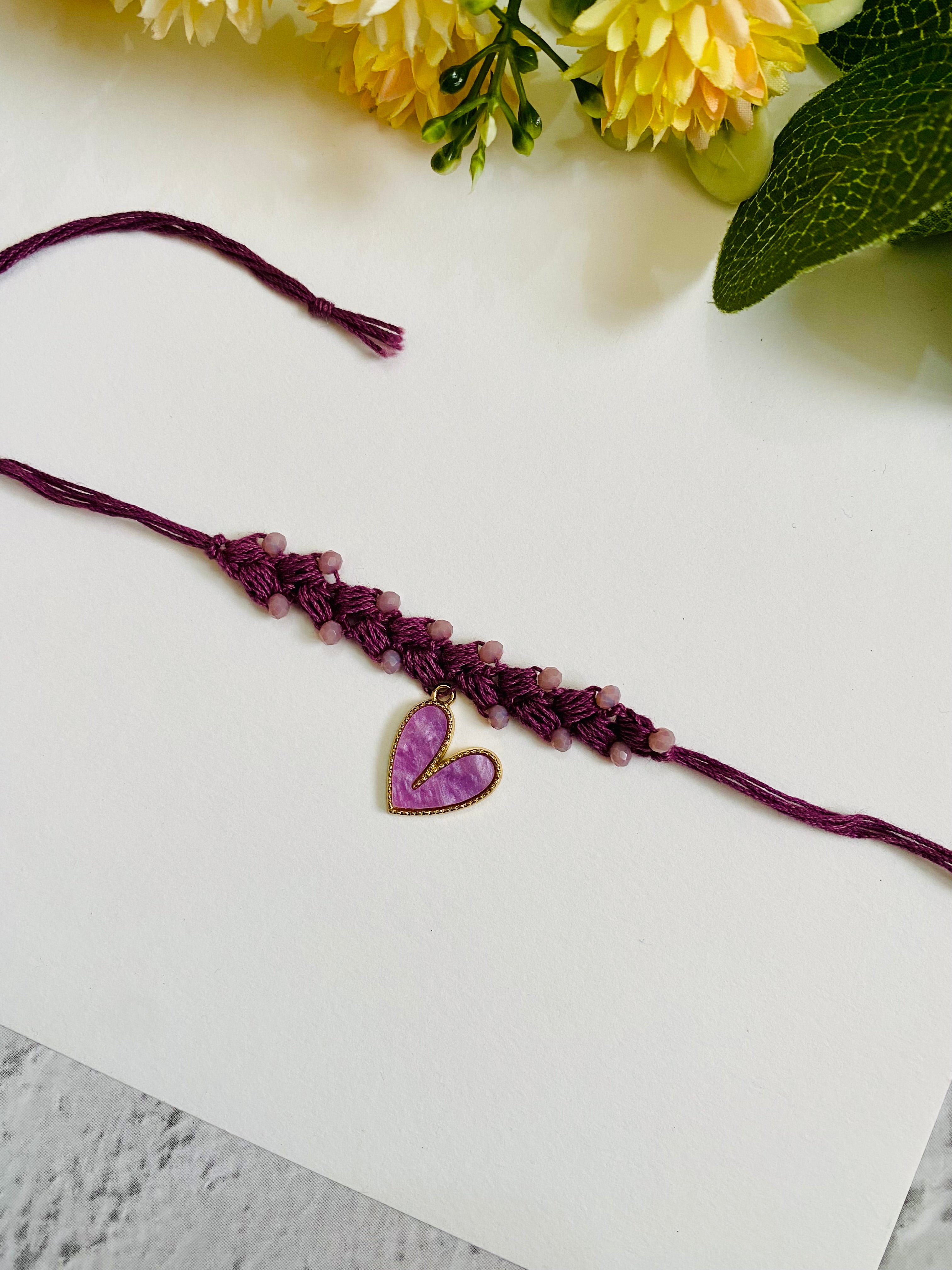 Heart Charm Crochet Band  Bhabhi Rakhi