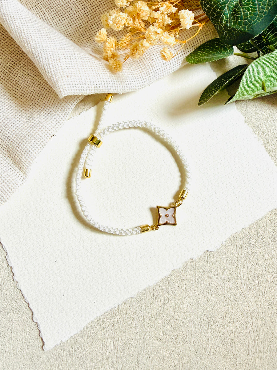 Pearl Clover Charm Bracelet Rakhi