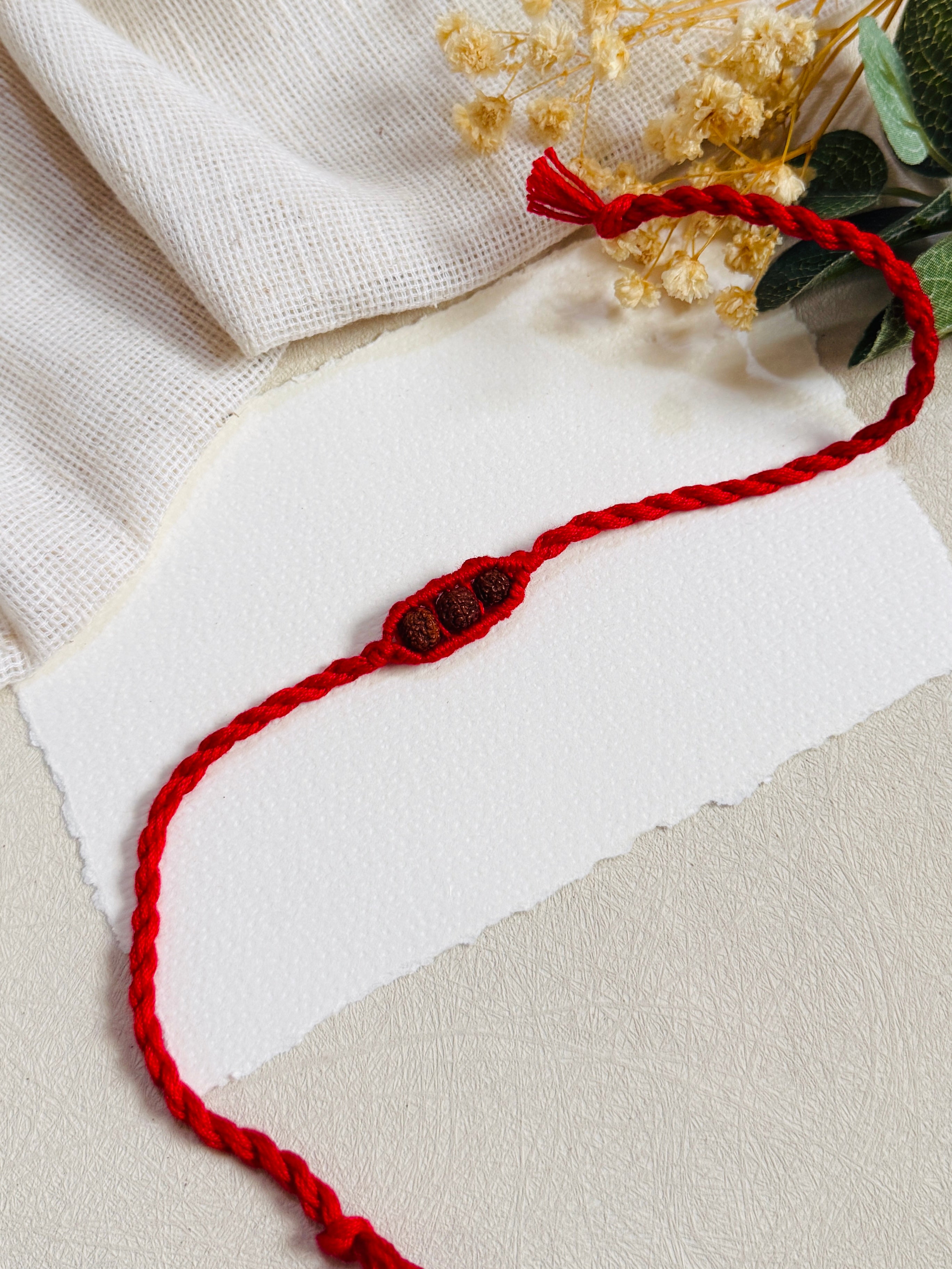 3 Rudraksha Macrame Designer Bhai Rakhi