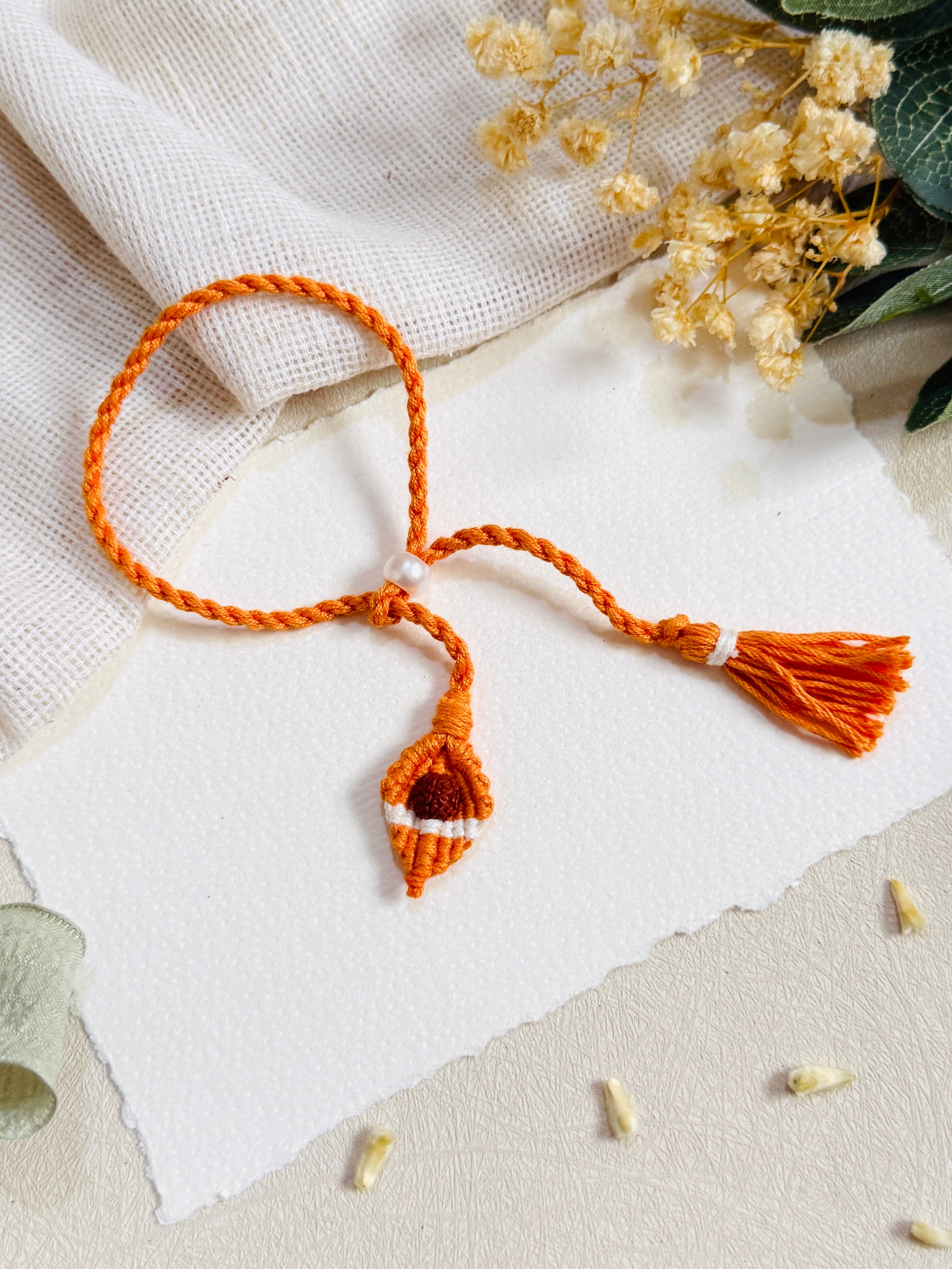 Rudraksha Macrame Mustard Designer Bhabhi Rakhi