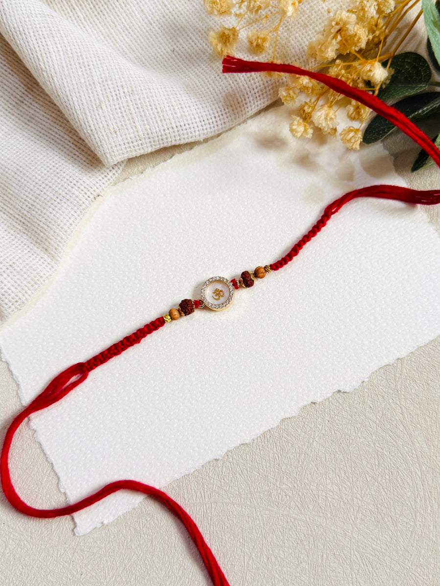 Om And Mother of Pearl Anti Tarnish Rakhi