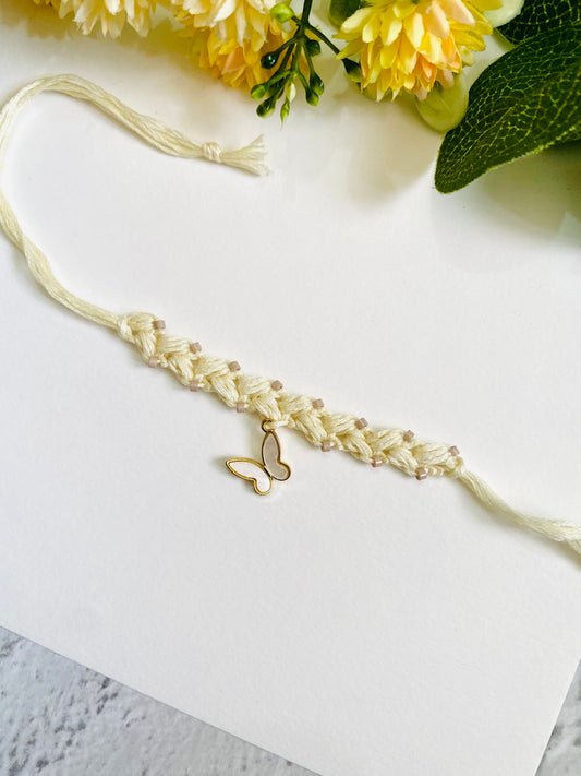 Butterfly Charm Crochet Band Bhabhi Rakhi