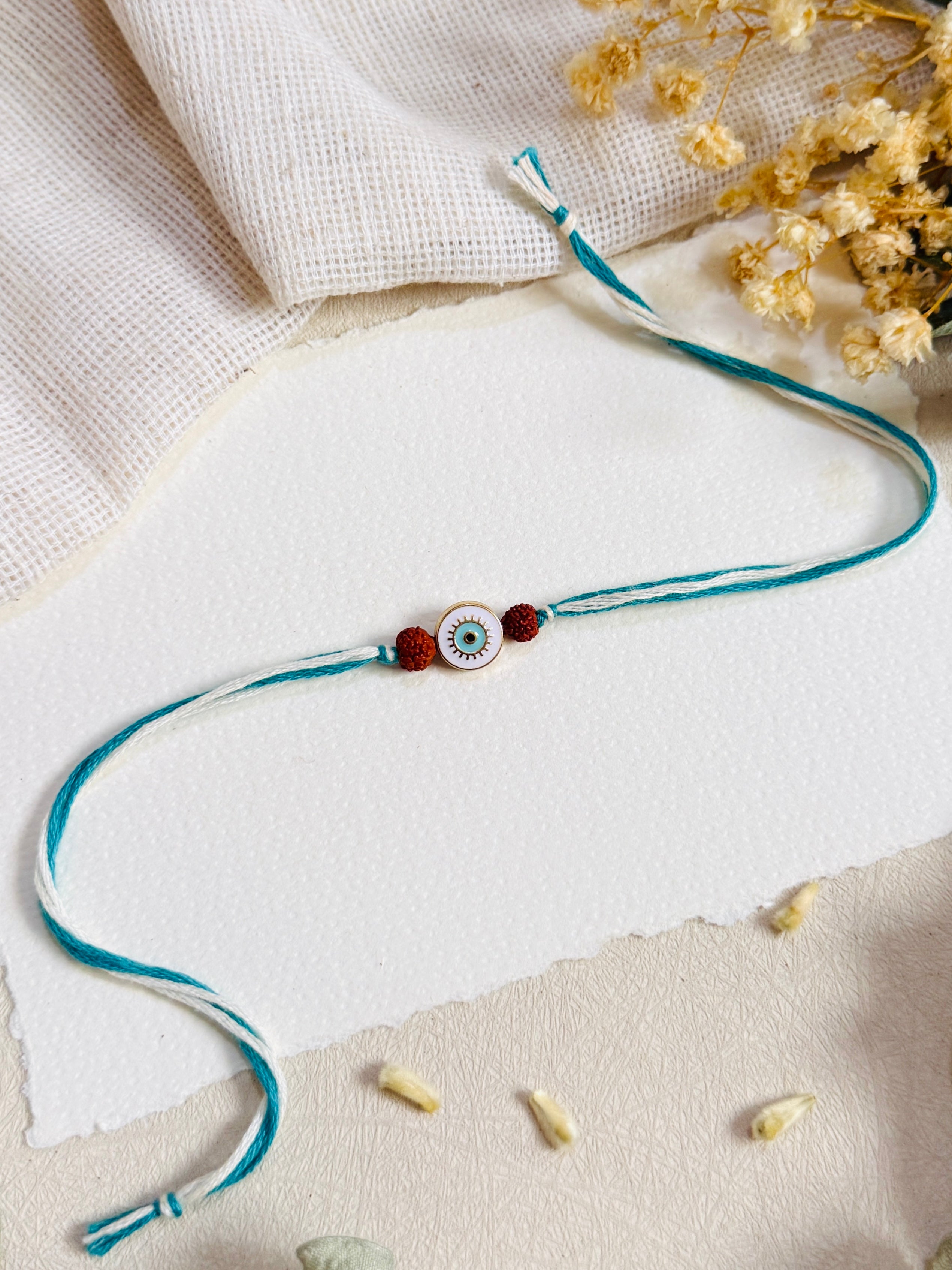 Flat Evil Eye rudraksha Bhai Rakhi