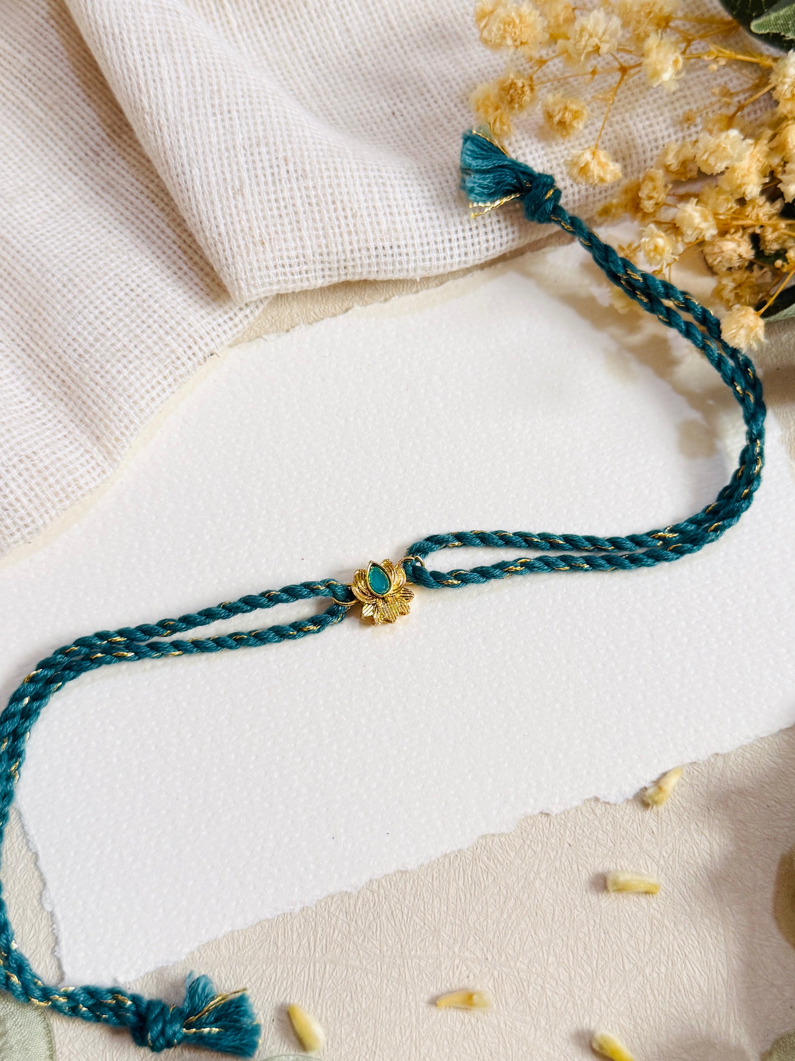 Turquoise Lotus Rakhi