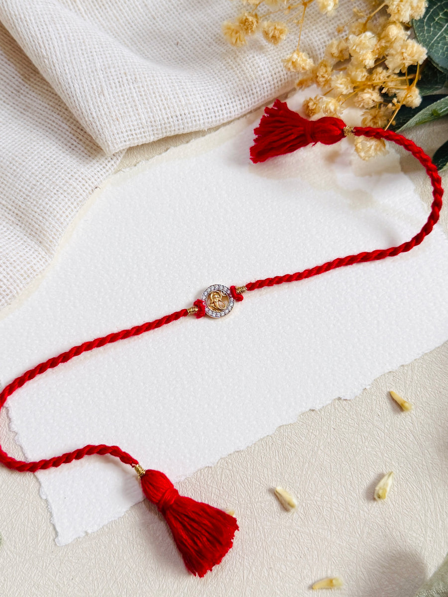 Ganesha with Diamond Silver Bhai Rakhi