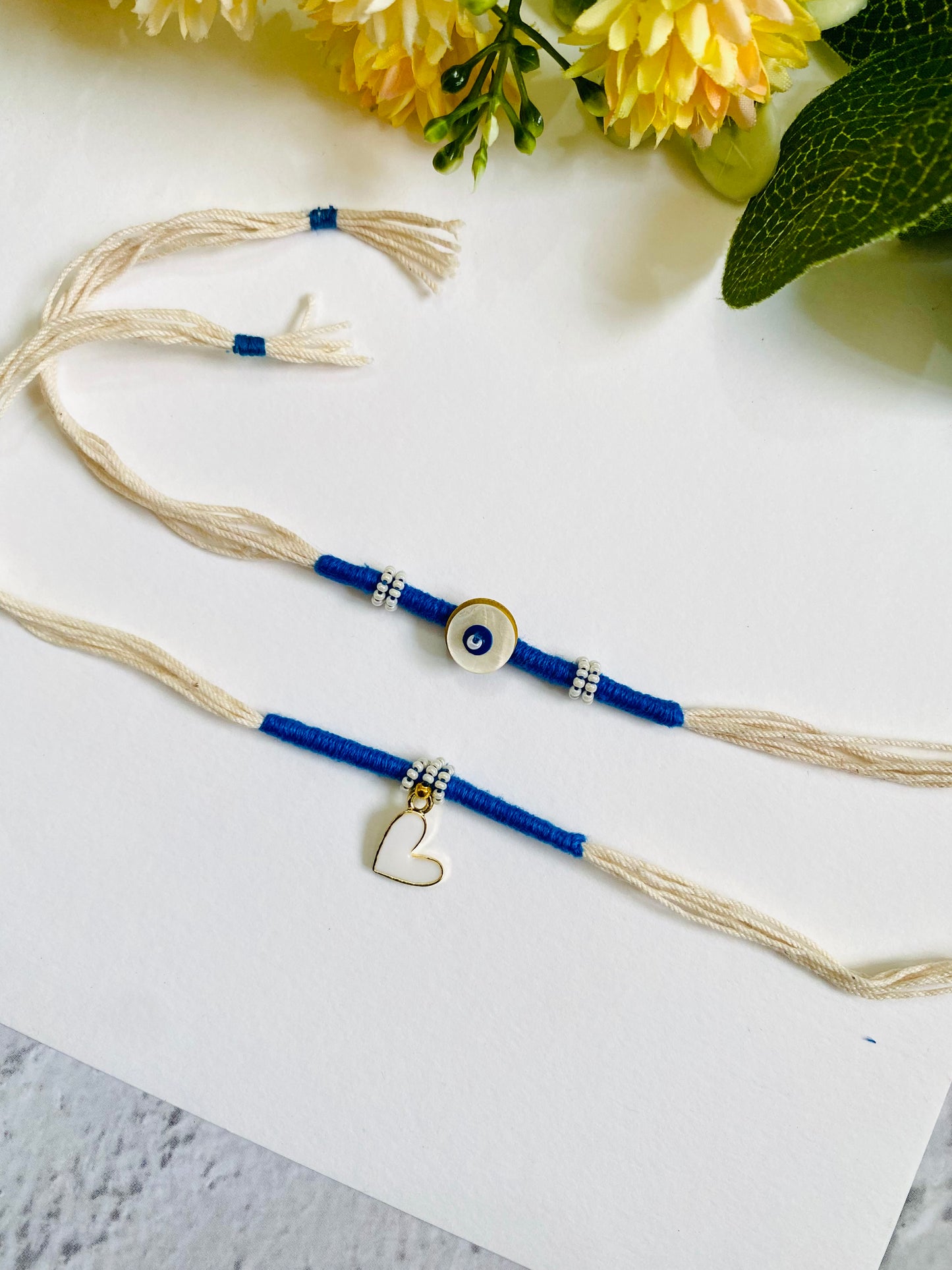 Samll Heart Cahram Bhai Bhabhi Rakhi Set