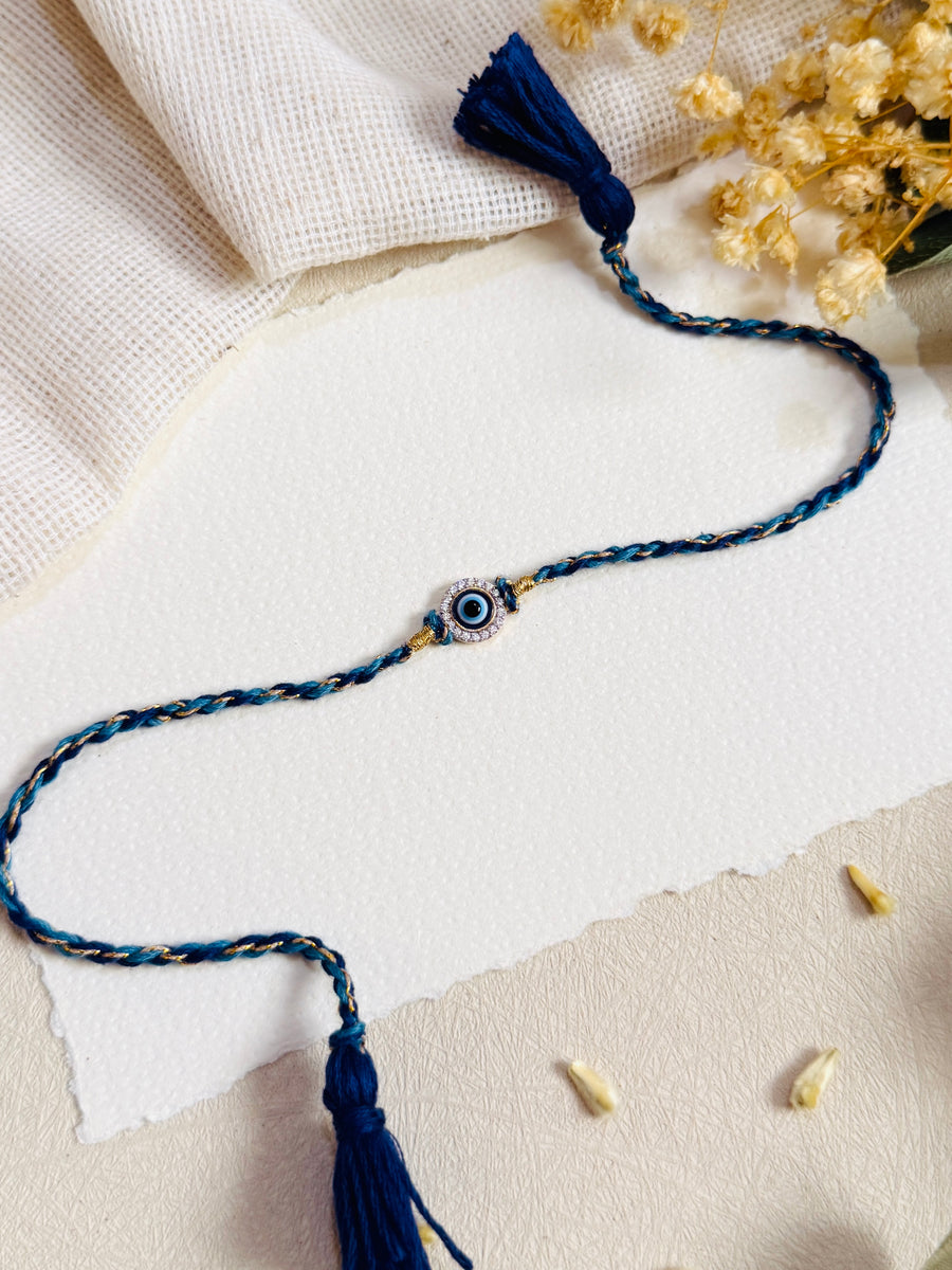 Evil Eye with Diamond Silver Rakhi