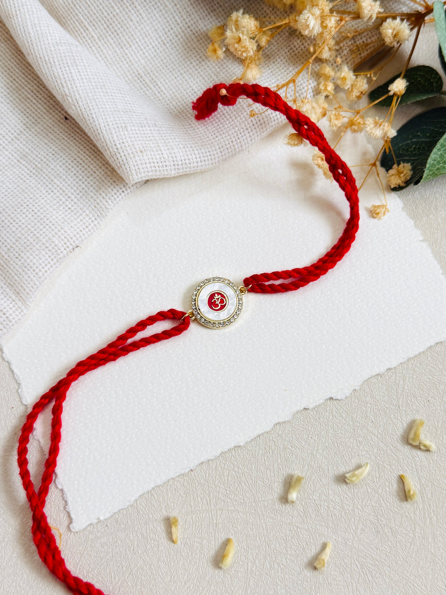 Om Circle Pearl Rakhi
