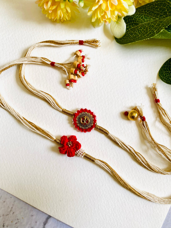 Flower Crochet Bhai Bhabhi Rakhi Set