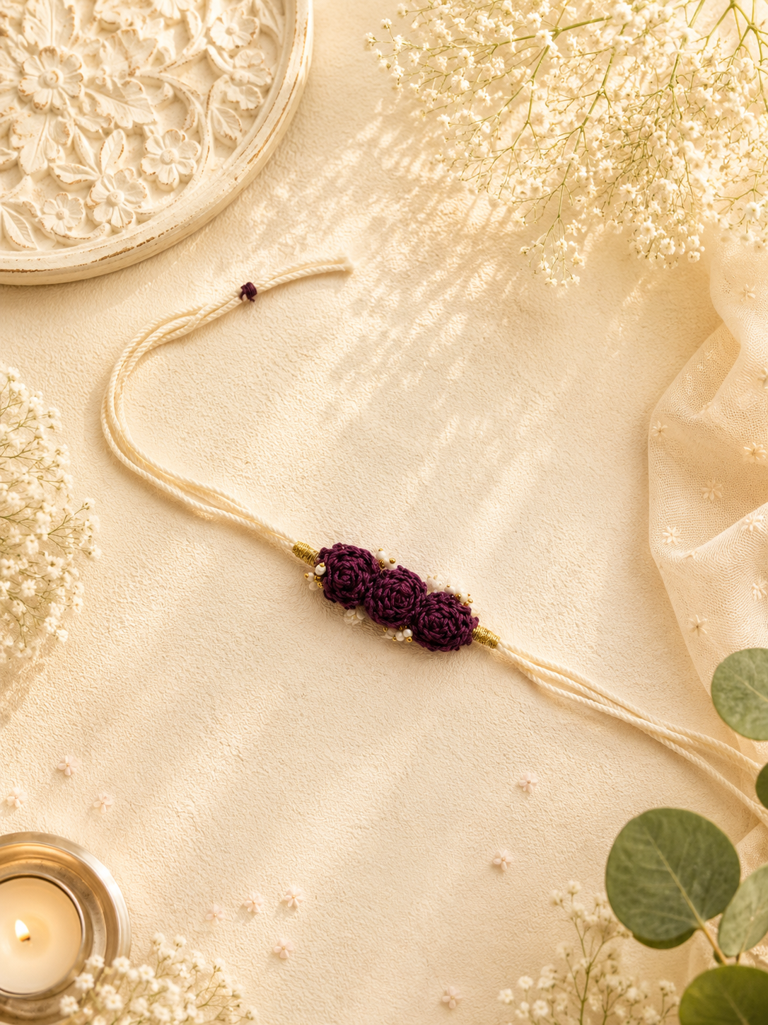 Floral Crochet Elegance Bhai Rakhi