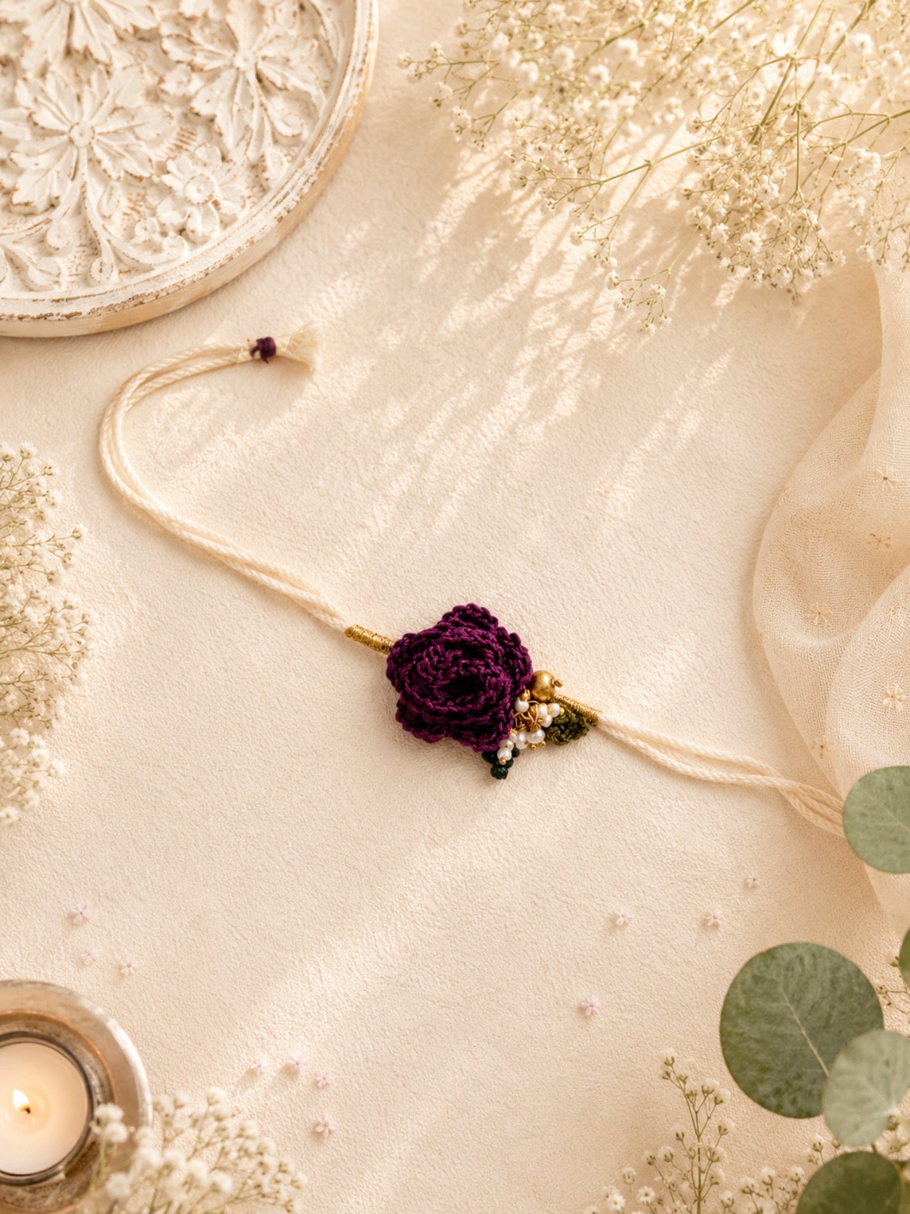 Floral Crochet Elegance Bhabhi Rakhi