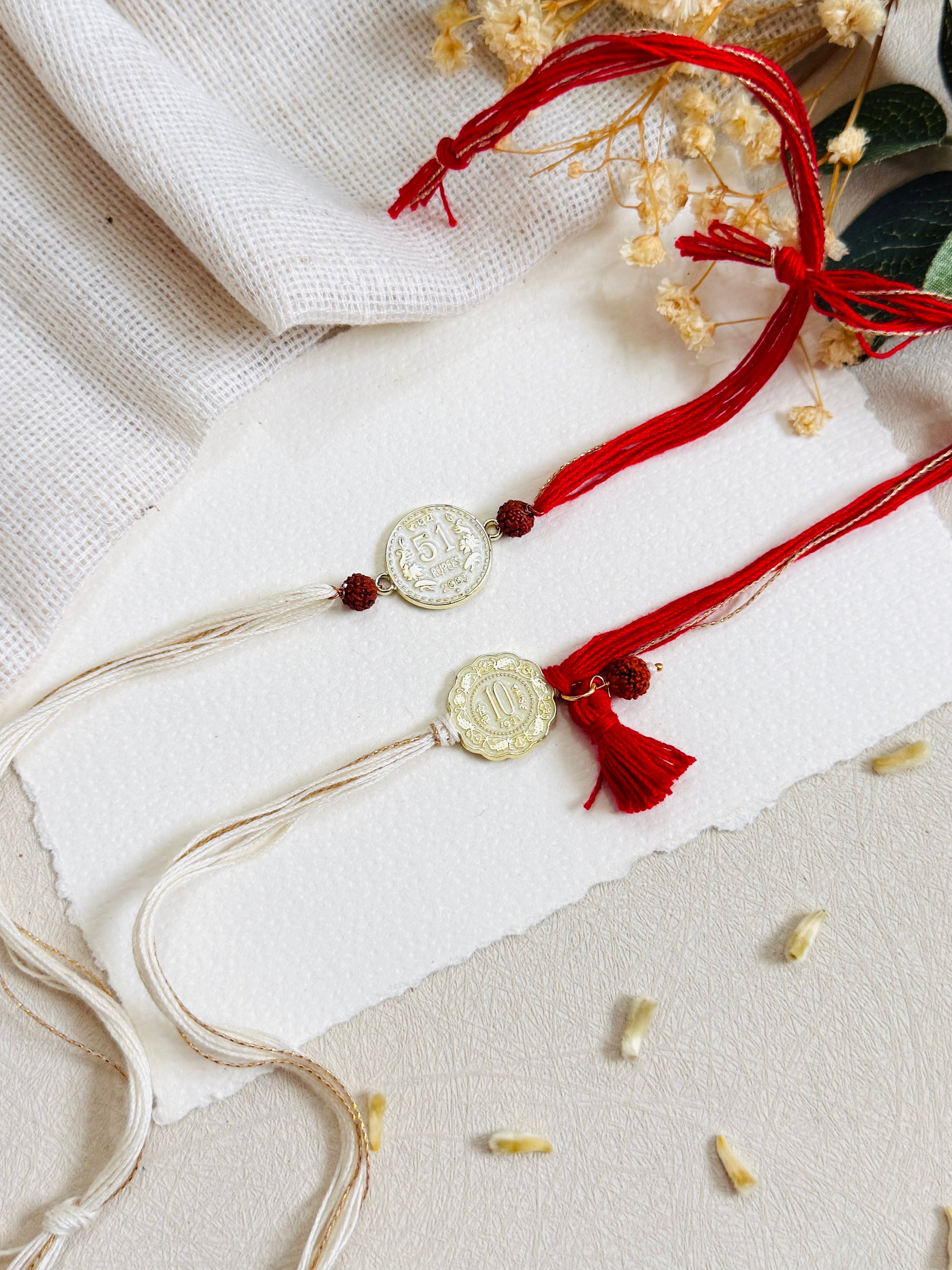 Lucky Coin Rakhi Bhai Bhabhi Rakhi Set