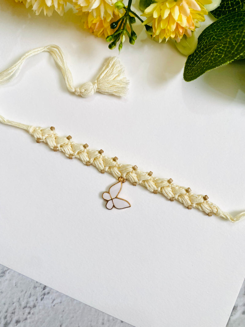 Butterfly Charm Crochet Band Bhabhi Rakhi