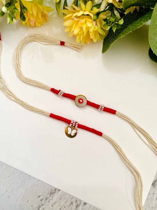 Samll Butterfly Cahram Bhai Bhabhi Rakhi Set