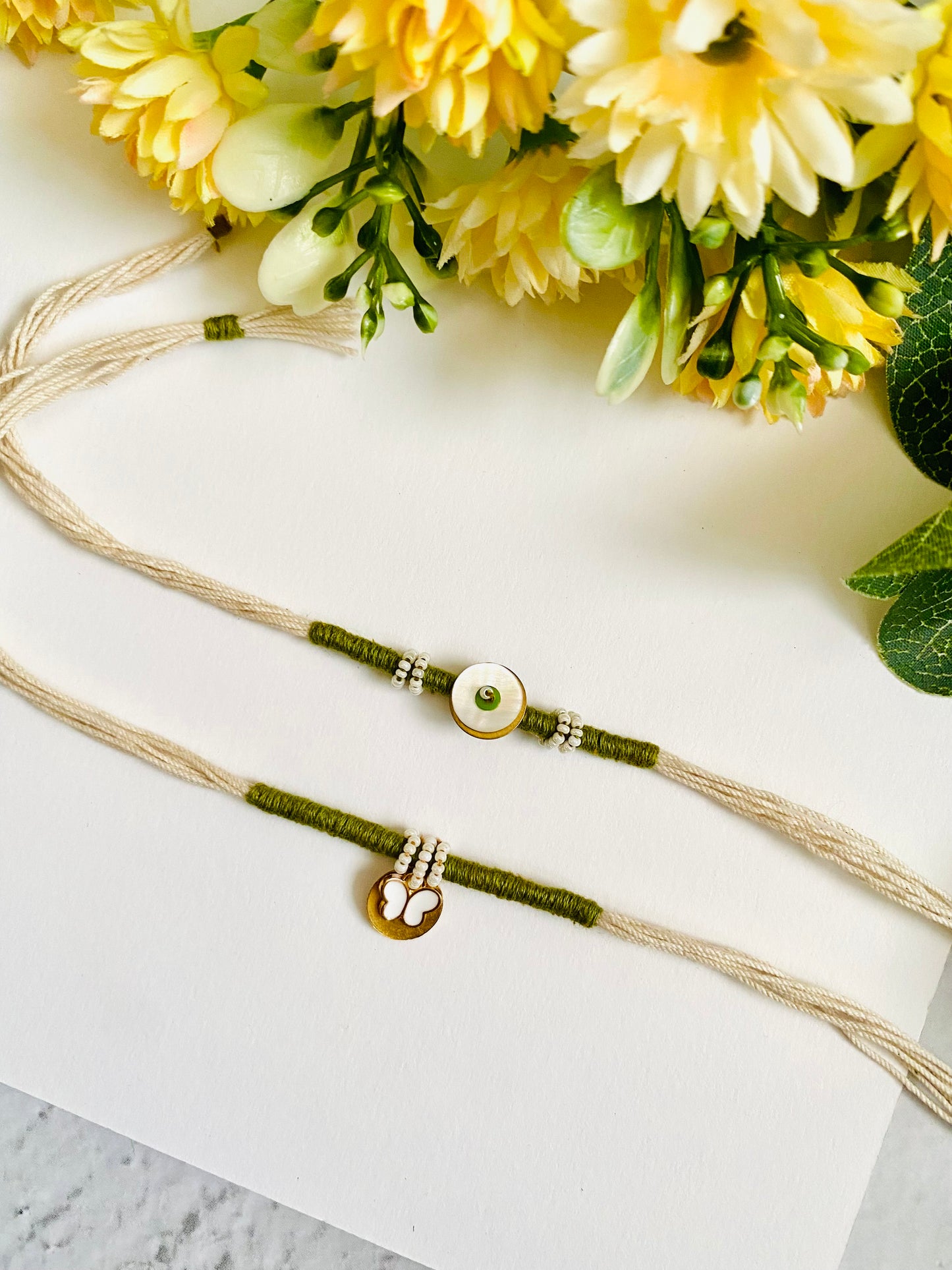 Samll Butterfly Cahram Bhai Bhabhi Rakhi Set