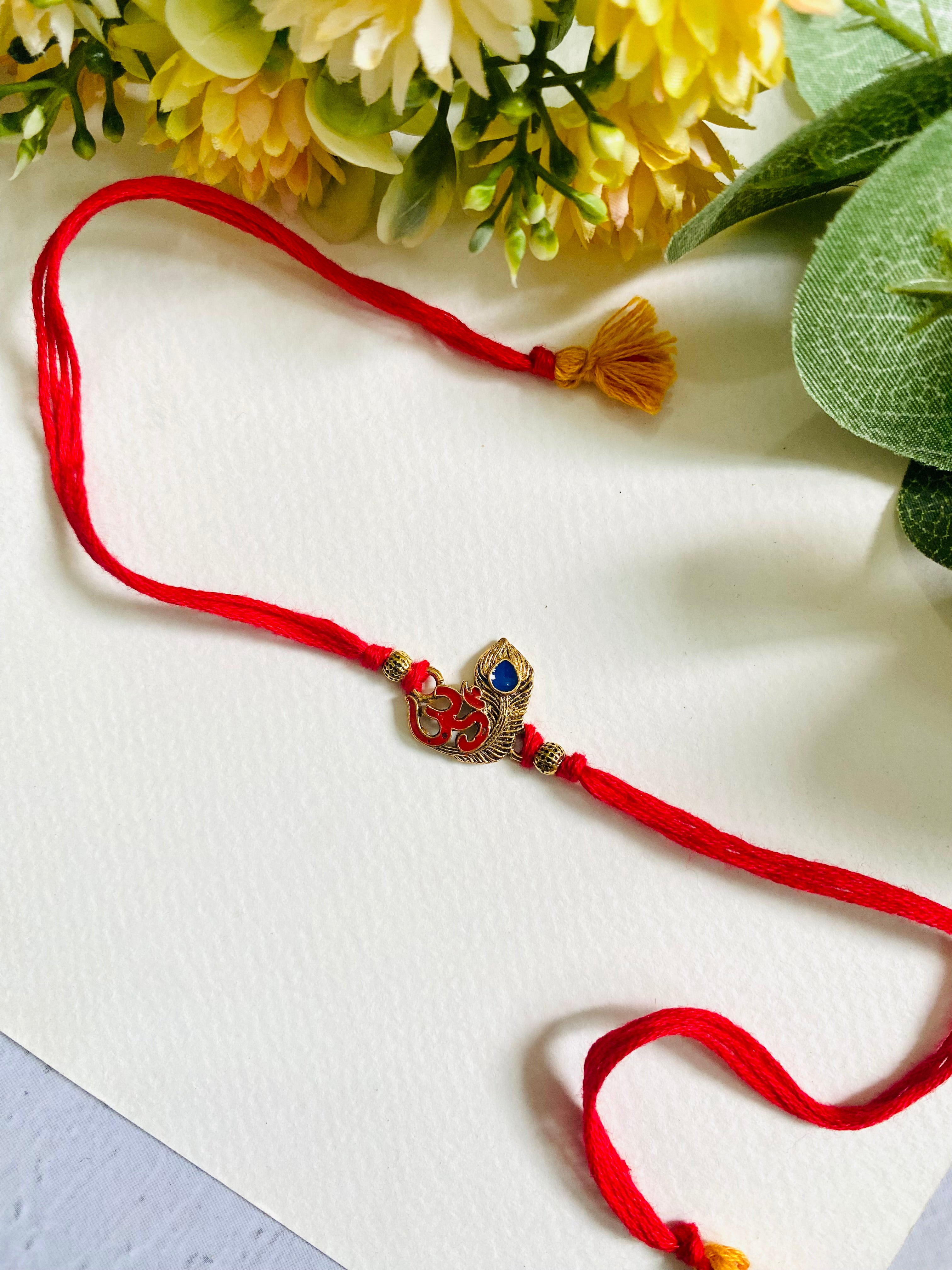 Om Feather Designer Bhai Rakhi