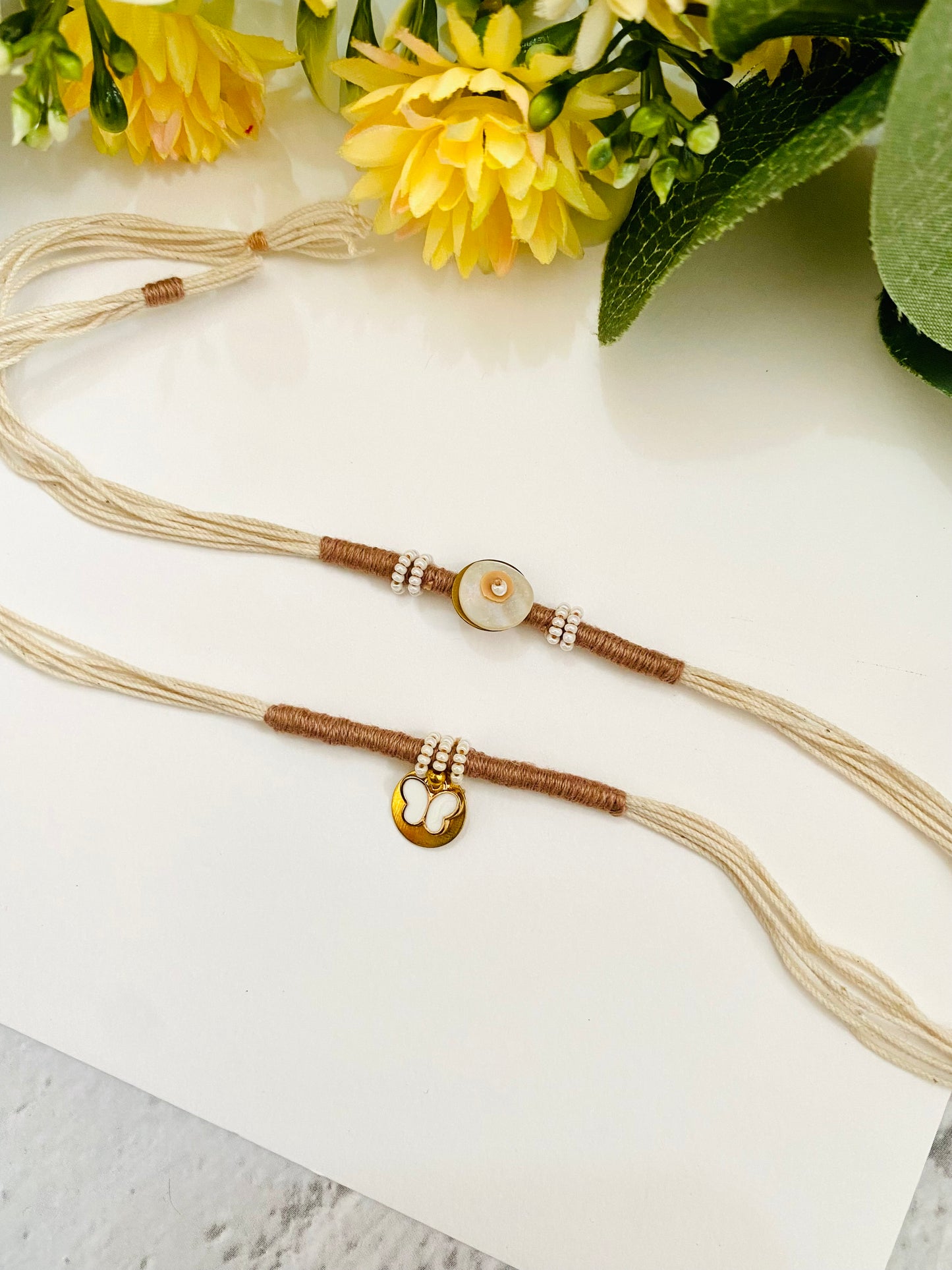 Samll Butterfly Cahram Bhai Bhabhi Rakhi Set