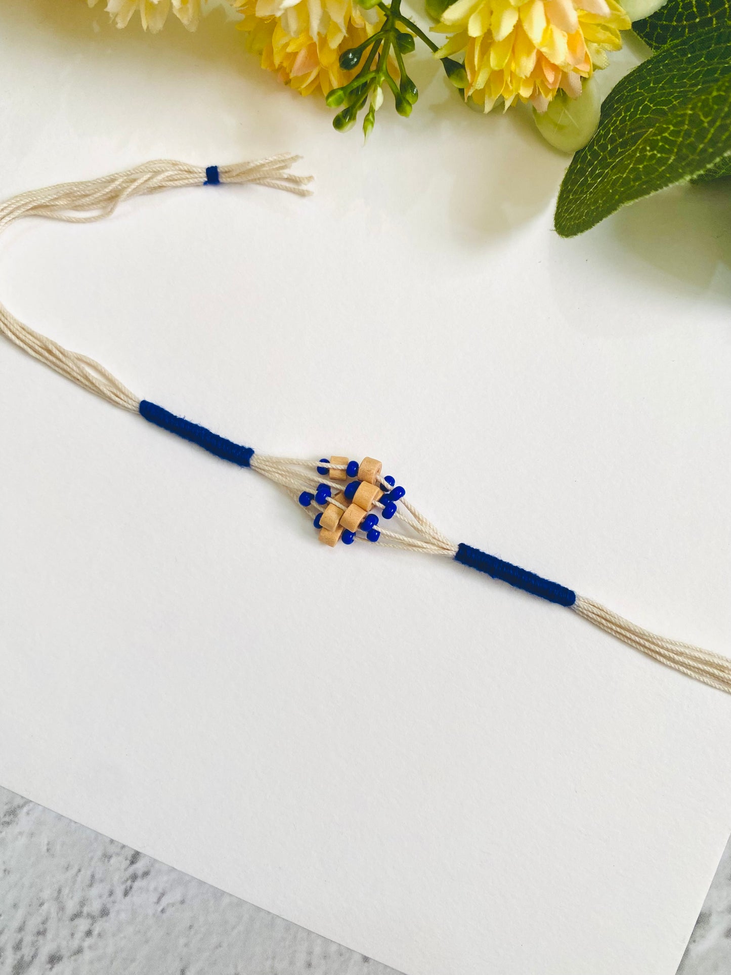 Wooden Beads and Moti Center Bhai Rakhi