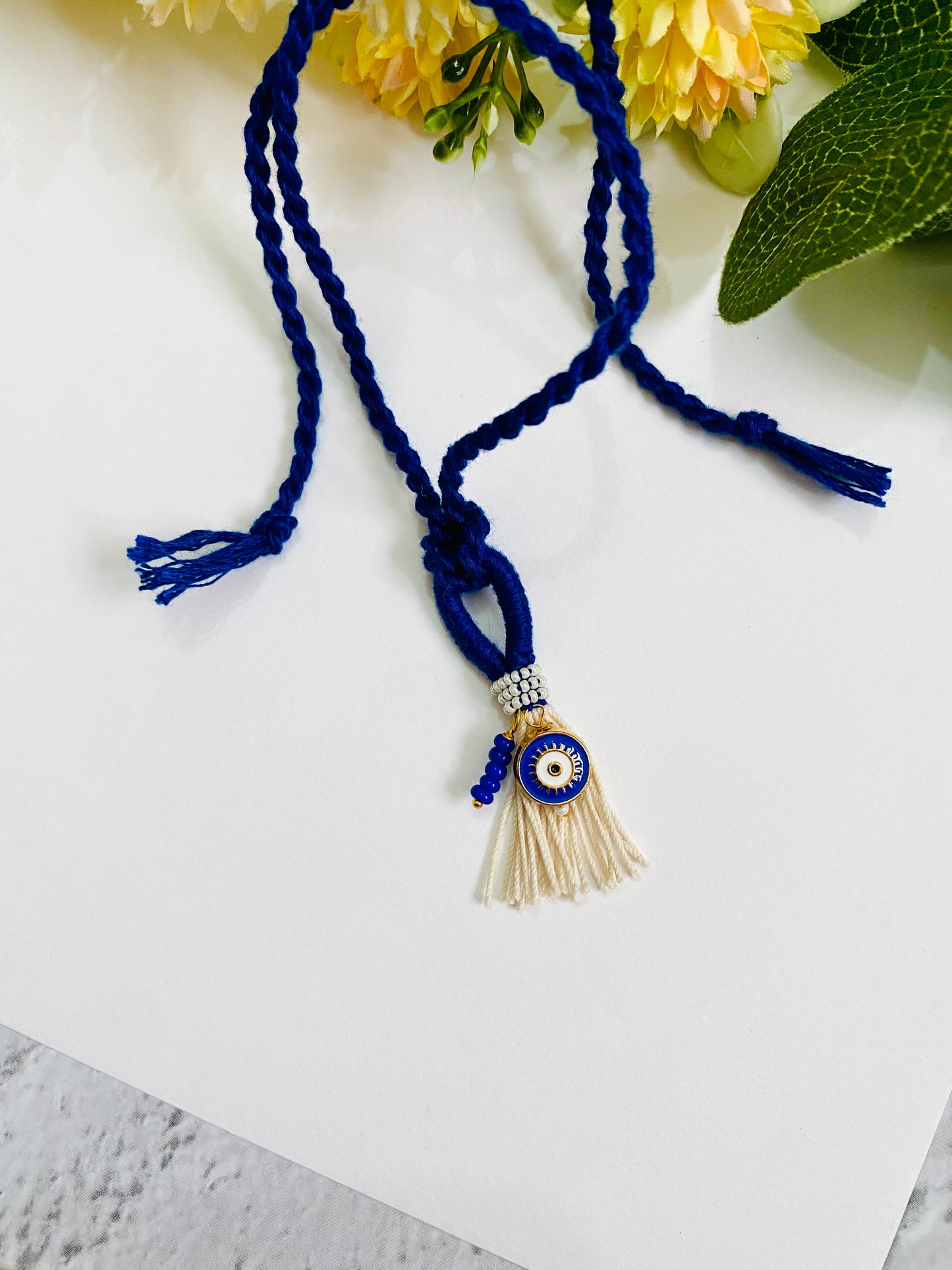 Flat Blue Evil Eye Lumba Bhabhi Rakhi