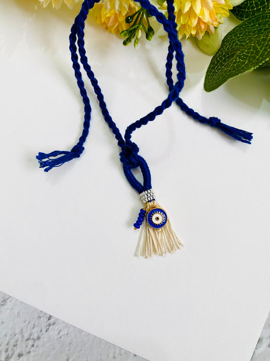 Flat Blue Evil Eye Lumba Bhabhi Rakhi