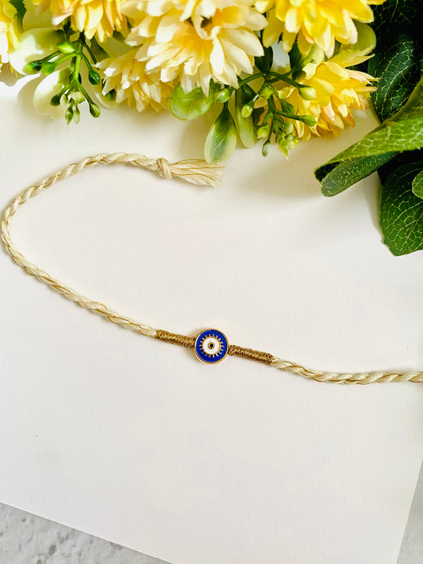 Flat Blue Evil Eye Bhai Rakhi