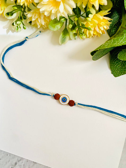 Flat Evil Eye rudraksha Bhai Rakhi