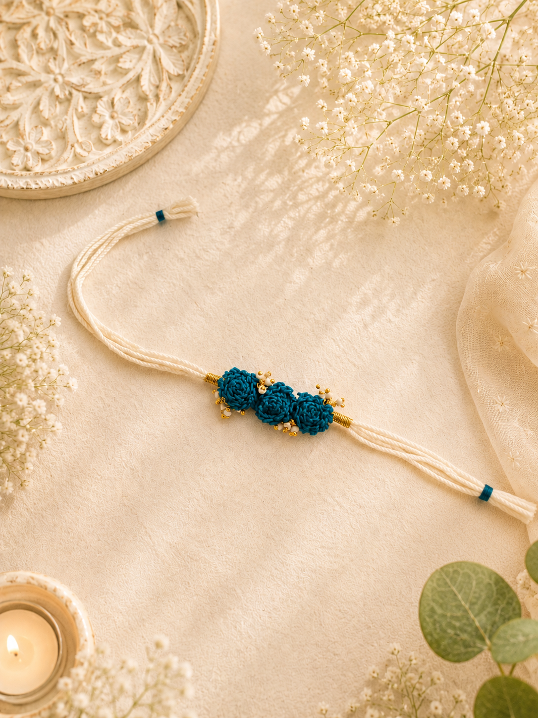 Floral Crochet Elegance Bhai Rakhi