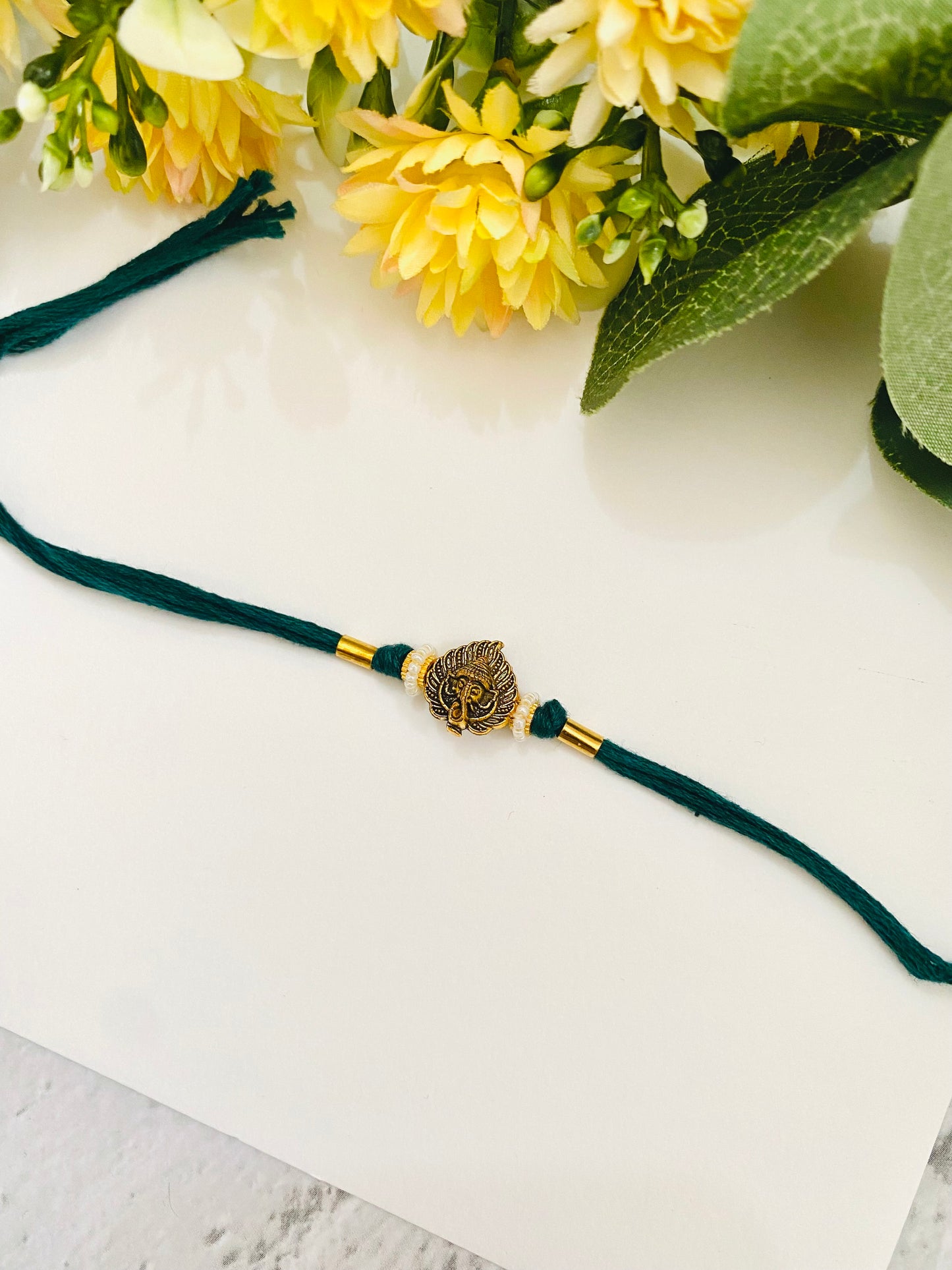 Leaf Ganesha pipe bead bhai rakhi