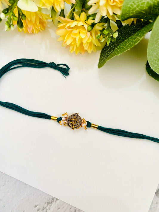 Leaf Ganesha pipe bead bhabhi rakhi