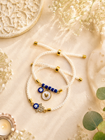 Humsa And Heart Evil Eye Bhai Bhabhi Rakhi Set