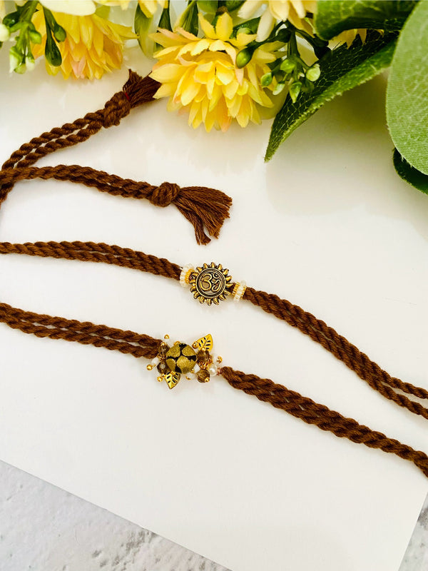Sun om hand made bhai bhabhi rakhi set
