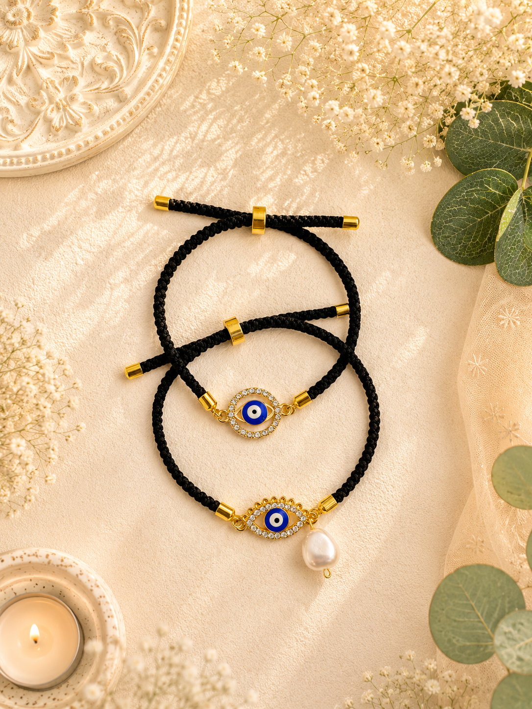 Evil Eye Protection Bhai Bhabhi Bracelet Set